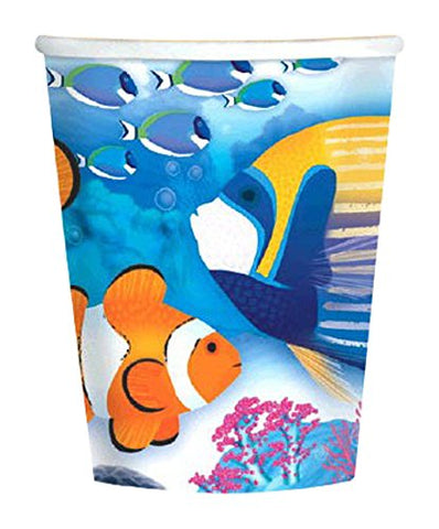 Amscan Hawaiian Luau Beach Tropical Summer Paper Cups for Hot or Cold Drinks (8 Piece), Multi Color, 5.5 x 3