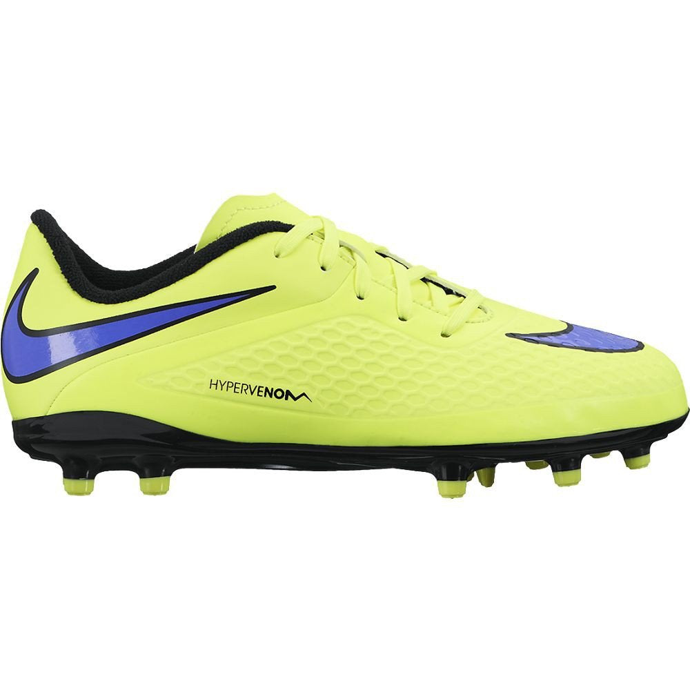 Nike Youth JR Hypervenom Phelon FG Soccer Cleats - Volt and Black (2.5Y)