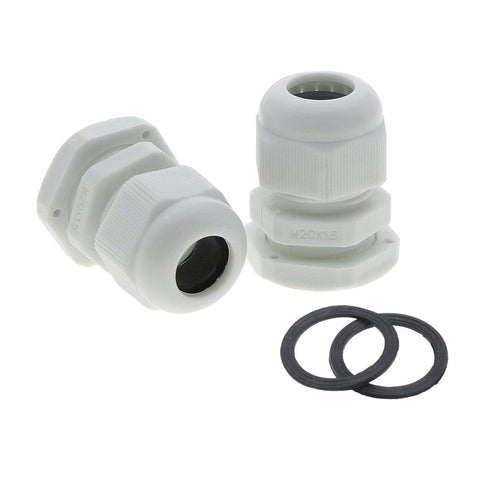 Saim M20 x 1.5 Cable Gland White Nylon IP68 Waterproof Adjustable Stuffing Gland Joints Adapter Fasteners 6-12mm Diameter Cable Connector with Washers for Home Garden Outdoor Lighting Cable, 20Pcs