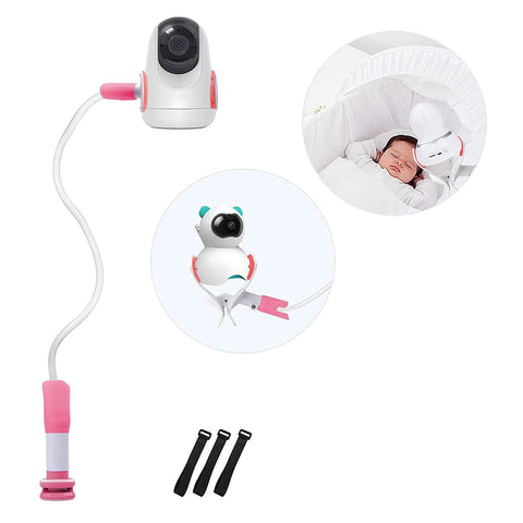 EXTFANS Baby Monitor Holder, Baby Monitor Stand with 3 Straps, No Drilling, Flexible Adjustable Camera Mount, Universal Monitor Shelf, Compatible with Most Baby Cot Monitors Camera(Pink)