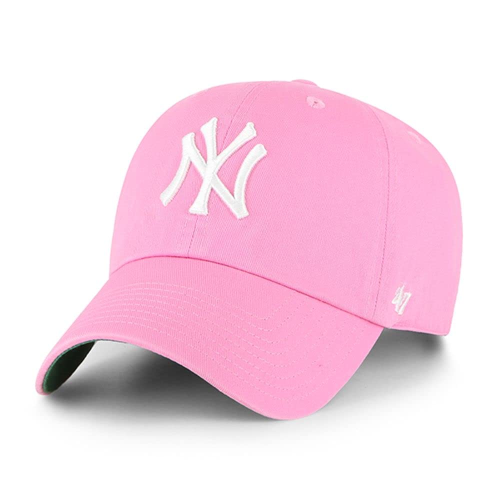 '47 New York Yankees Adjustable Cap Clean Up MLB, Rose Pink, White, Green, One Size