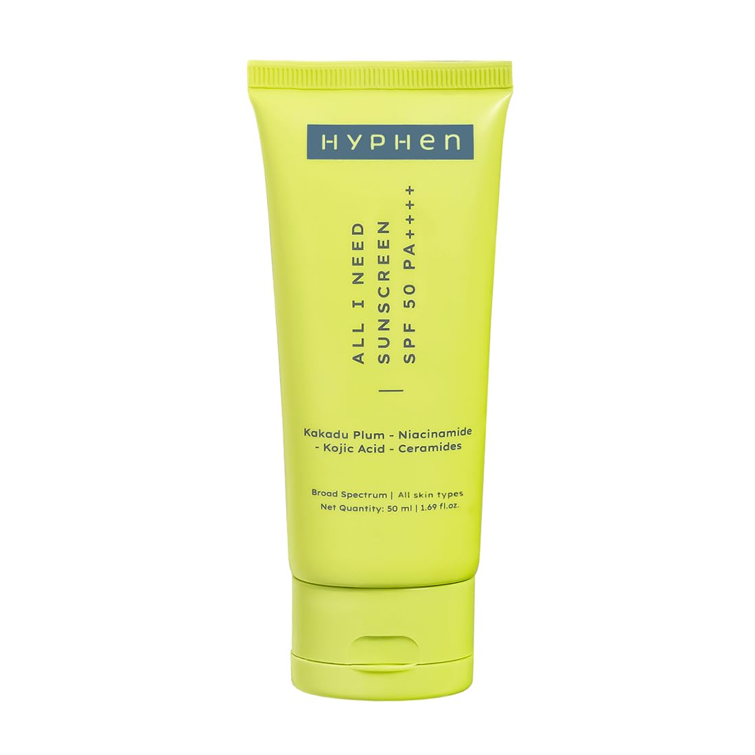 Hyphen All I Need Sunscreen SPF 50 PA ++++ | Lightweight Sun Cream That Moisturizes & Leaves No White Cast | UVA & UVB Sun Protection & Blue Light Protection | Rich in Anti-Oxidants | 50ml