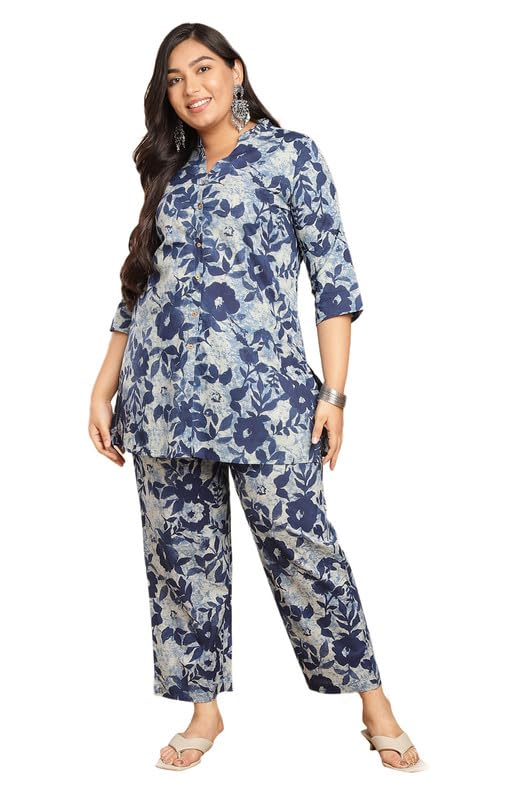 Janasya Cotton Indian Plus Size Co-Ords Set for Women