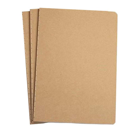 3 Pcs A4 Sketch Notebooks Blank Sketch Books Brown Kraft Cover Starter Sketchbook 80GSM Paper Sketch Pad for Travelers Journal