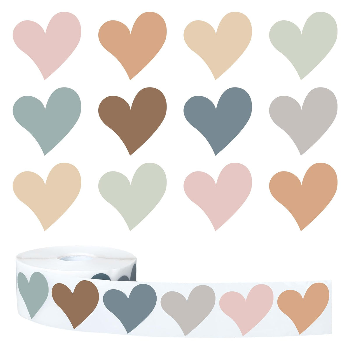 Whaline 1000Pcs Boho Heart Stickers Back to School Self Adhesive Stickers Roll 1.5 Inch Label Stickers Decal for Valentine's Day Wedding Card Envelope Invitation Scrapbook Gift Decor