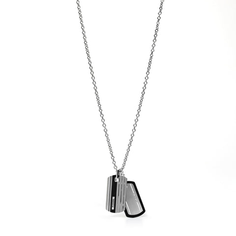 Fossil Men's Stainless Steel Necklace, Color: Silver (Model: JF00494998)