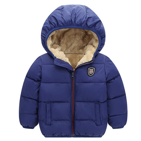 Miyanuby Toddler Baby Hooded Outerwear Jacket Boys Girls Thicken Warm Winter Coat 2-7 Years Blue