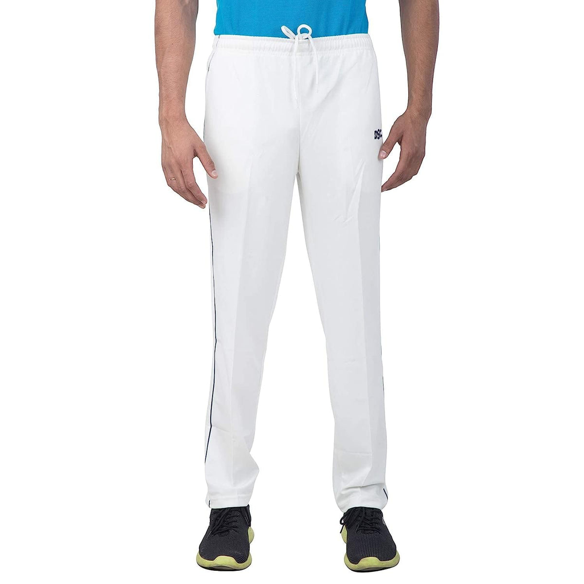 DSC Flite Polyester Cricket Pant | Color: White | Size: 32 | for Men & Boys | Material: Polyester | Improved Strength and Durability | Interlock Knit Design| Elasticated Waist | Moisture Wicking
