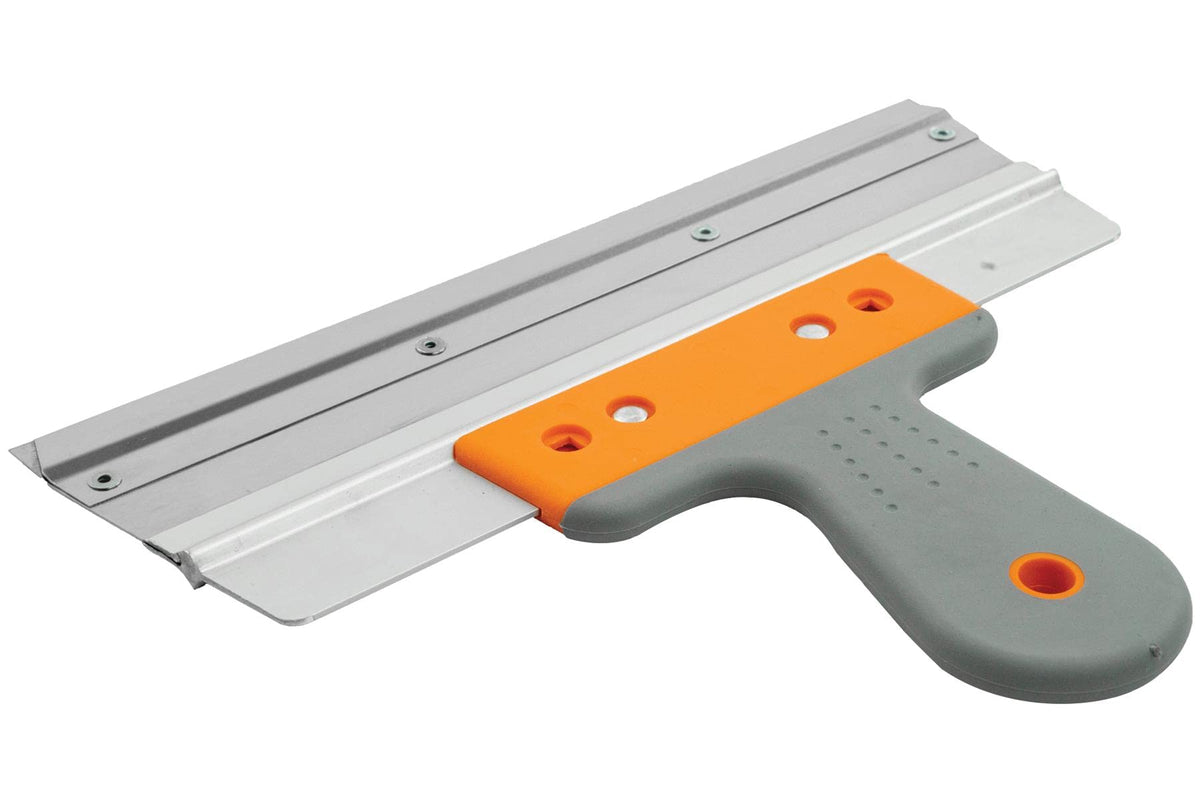 Toolty Stainless Steel Notched Squeegee - For Epoxy Resin Screed Cement Self Leveling Compound - Flooring Screeding Tool - 280mm - Rubber Handle - DIY - TLTY-2041