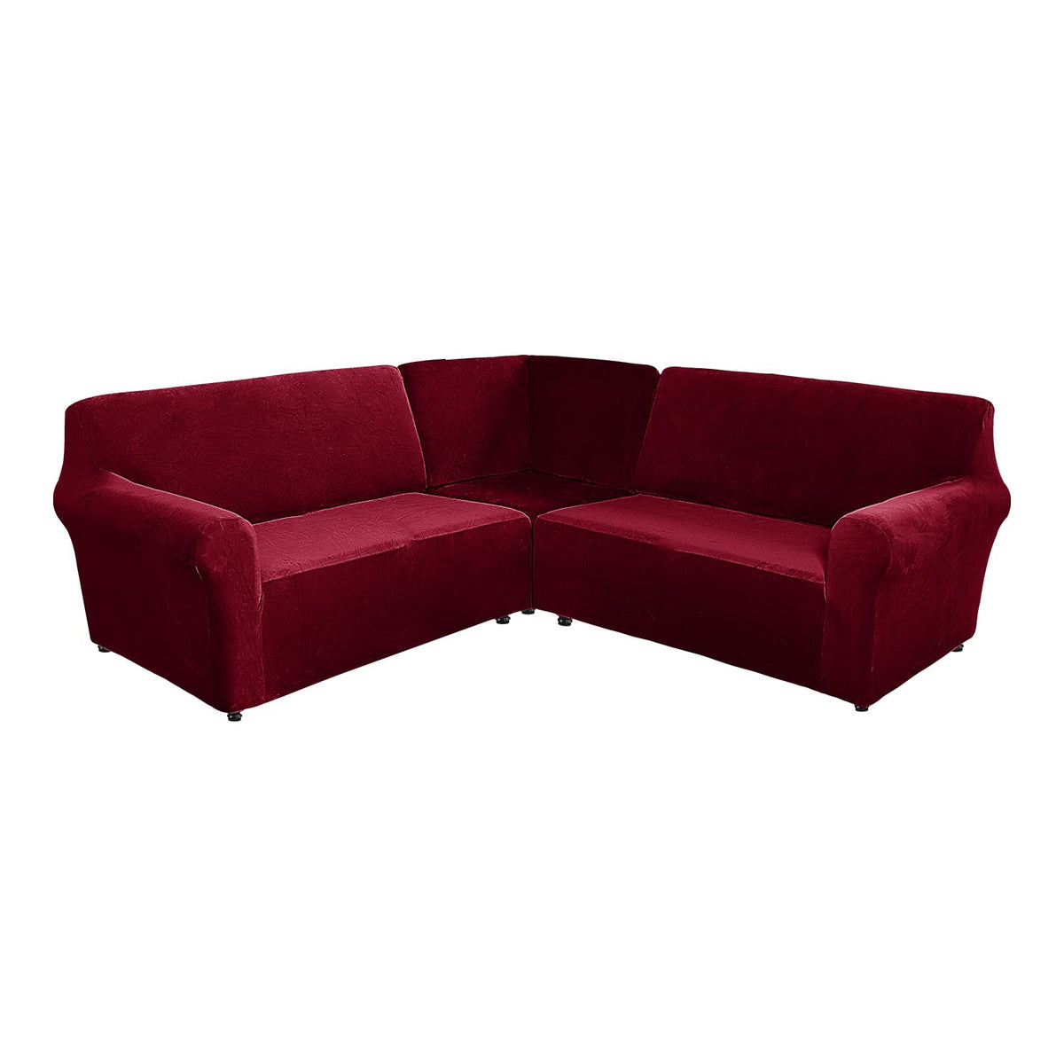 ele ELEOPTION Velvet Sofa Cover L Shape 5 Seater Corner Sofa Cover 3-Piece Stretch Sofa Cover for L-Shaped Sofa Furniture Thick Soft Washable Corner Sofa Cover