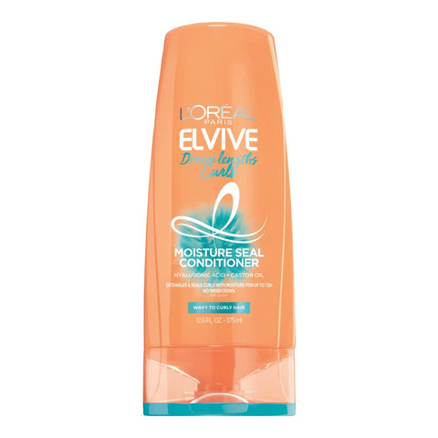 L'Oreal Paris Elvive Dream Lengths Curls Moisture Seal Conditioner, Paraben-Free Curly Hair Conditioner with Hyaluronic Acid and Castor Oil, 12.6 Fl Oz