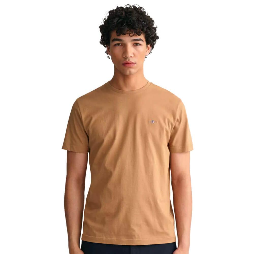 GANT Men's Reg Shield SS T-Shirt, Warm Khaki, M