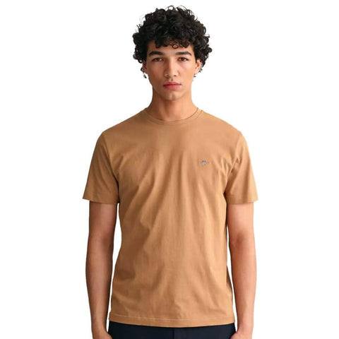 GANT Men's Reg Shield SS T-Shirt, Warm Khaki, M