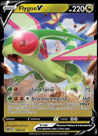 Flygon V 106/172 Brilliant Stars - Ultra Rare Pokemon Card - Holo Foil