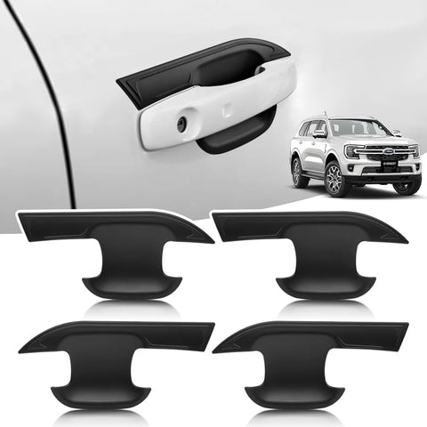 JHCHAN Door-Handle-Cup-Bowl-Cover for Ford-Everest-2024-Accessories, Next Gen Everest XLT XLS Limited Side Door Handle Insert Protector Trim Matte Black ABS 4PCS
