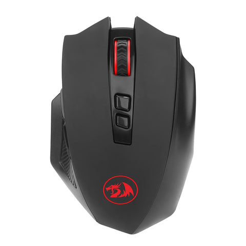 Redragon M655 Ergonomic Wireless Gaming Mouse, Red LED Backlit with 7 Buttons Macro Programmable 4000 DPI for Windows PC Gamer