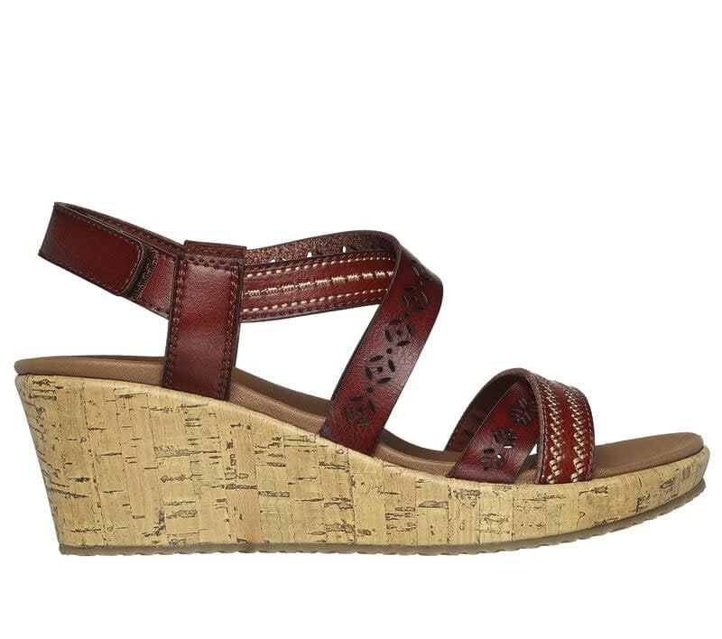 Skechers Women's Beverlee-Delicate Glow Wedge Sandal, Chocolate, 8