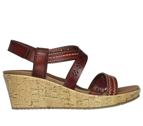 Skechers Women's Beverlee-Delicate Glow Wedge Sandal, Chocolate, 8
