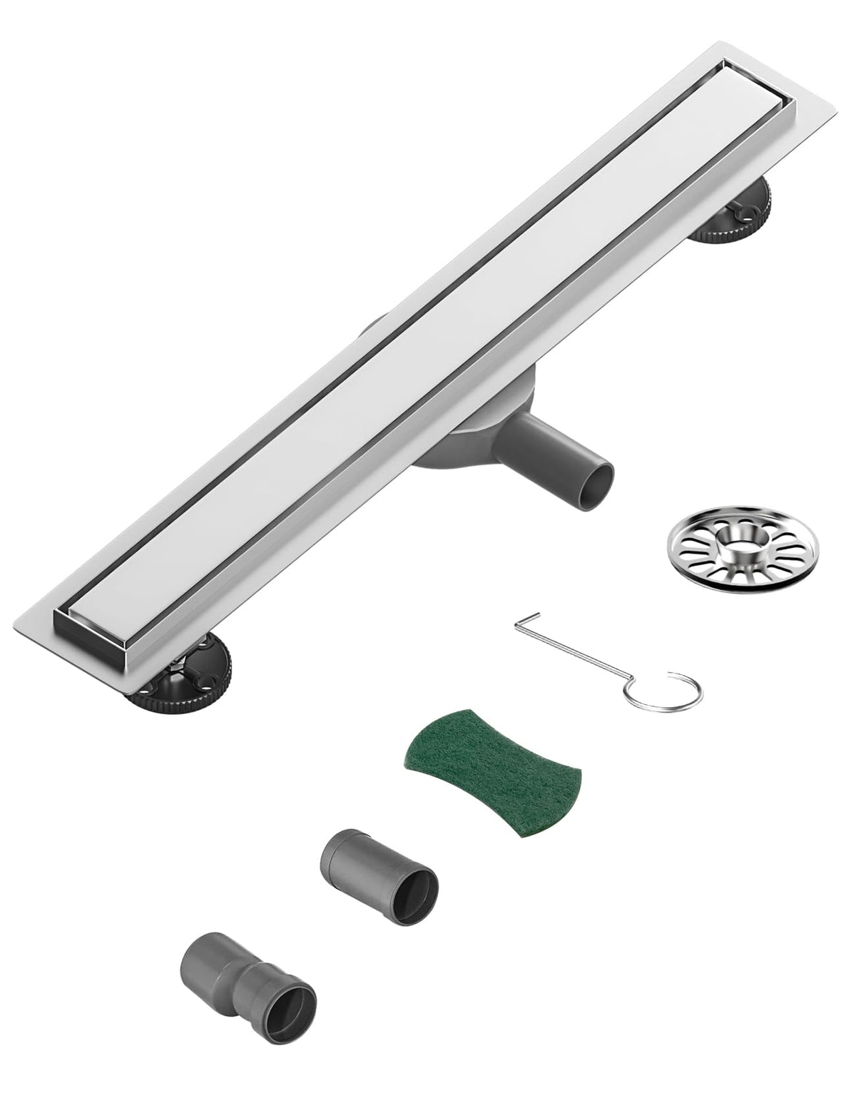 Neodrain Linear Shower Drain 70cm 2 in 1 Tile Insert Stainless Steel Shower Drain with 360Â° Siphon, Shower Trap, Hair Strainer