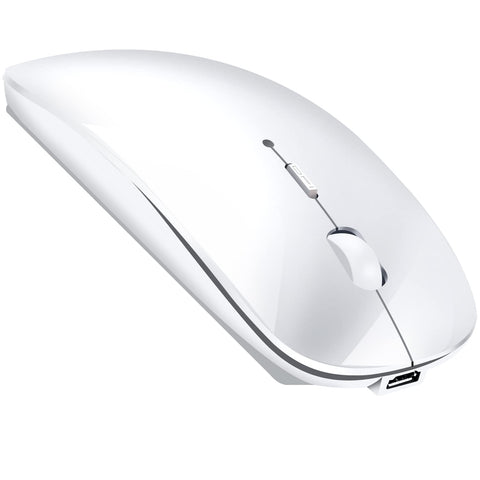 LEAPEST Wireless Bluetooth Mouse for MacBook Pro/Air/Mac/iPad/Laptop/Desktop/Mac/PC/Computer/Phone-Portable Slim Silent Office Mice with USB-C Adapter 2.4 GHz USB Mice (White)