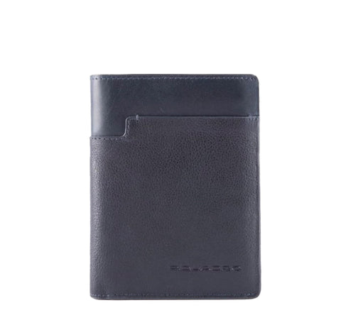 PIQUADRO Vertical wallet black leather removable document holder 9.50x12.50x2 man PU4824W95R-Blue