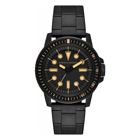 Armani Exchange Watch for Men, Three Hand Movement, 44 mm Black Stainless Steel Case with a Stainless Steel Strap, AX1855