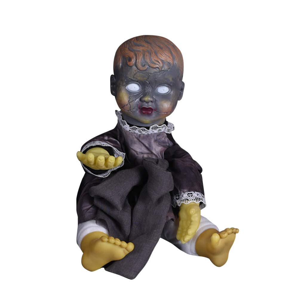 PRETYZOOM Ghost Doll Electric Sitting Doll Toys Horror Voice Control Glowing Sound Making Plaything Doll Creepy Scary Props for Bar Party Ornaments (Assorted)