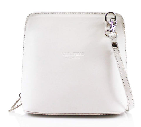 LeahWard® ITALY GENUINE LEATHER CROSS BODY SHOULDER BAGS 011 (WHITE H16cm x W18cm x D8cm)