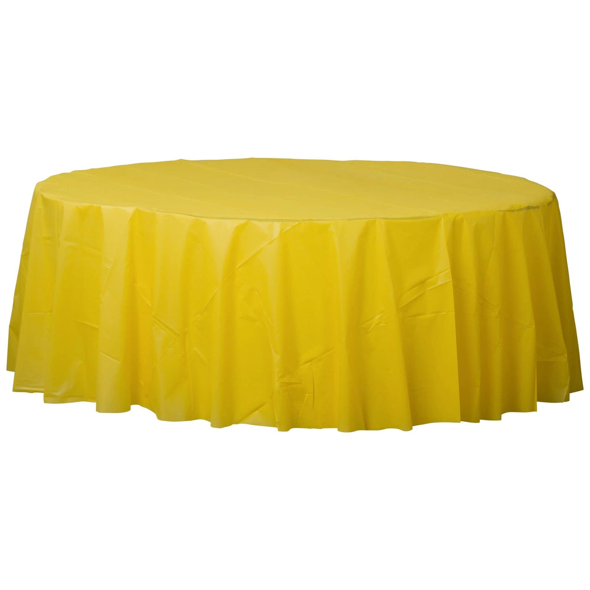 Yellow Sunshine Round Plastic Table Cover - 84" (1 Pc.) - Vibrant & High-Quality Event Essential, Perfect for Parties, Weddings, & Special Occasions