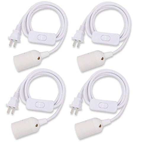 Swpeet 4 Pcs E26 Hanging Lantern Cord with On/Off Switch, Light Socket with 10.86 Inch Extension Cord Cable, White Pendant Light Socket Cord for Kitchen/Bedroom/Bathroom/Restaurant/Cafe Shop