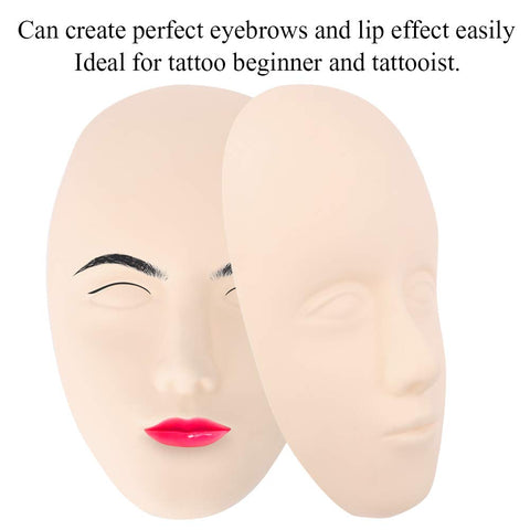 5D Silicone Tattoo Mannequin Practice Skin Head Permanent Makeup Microblading Training Fake Skin lash mannequin Training Mannequin Flat Head Practice Make Up Eye Lashes Eyelash Extensions (#2)