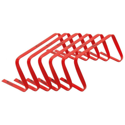 Precision 9inch High Flat Hurdles Set Red (Set of 6) Black, K-REY-TR597