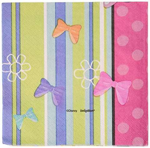 Disney Minnie Beverage Napkins Birthday Party Tableware (16 Pack), Multi Color, 5" x 5".