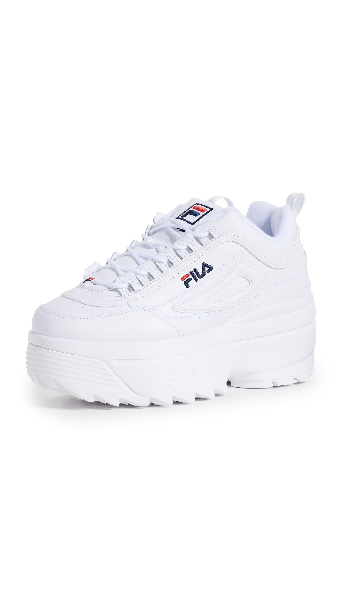 Fila Women's Disruptor Ii Wedge Sneaker, White/Navy/Red, 7