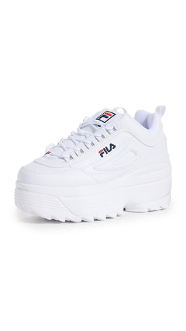 Fila Women's Disruptor Ii Wedge Sneaker, White/Navy/Red, 7