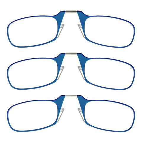 ThinOptics Readers Rectangular Reading Glasses, 3 Pack-Blue, 44mm + 1