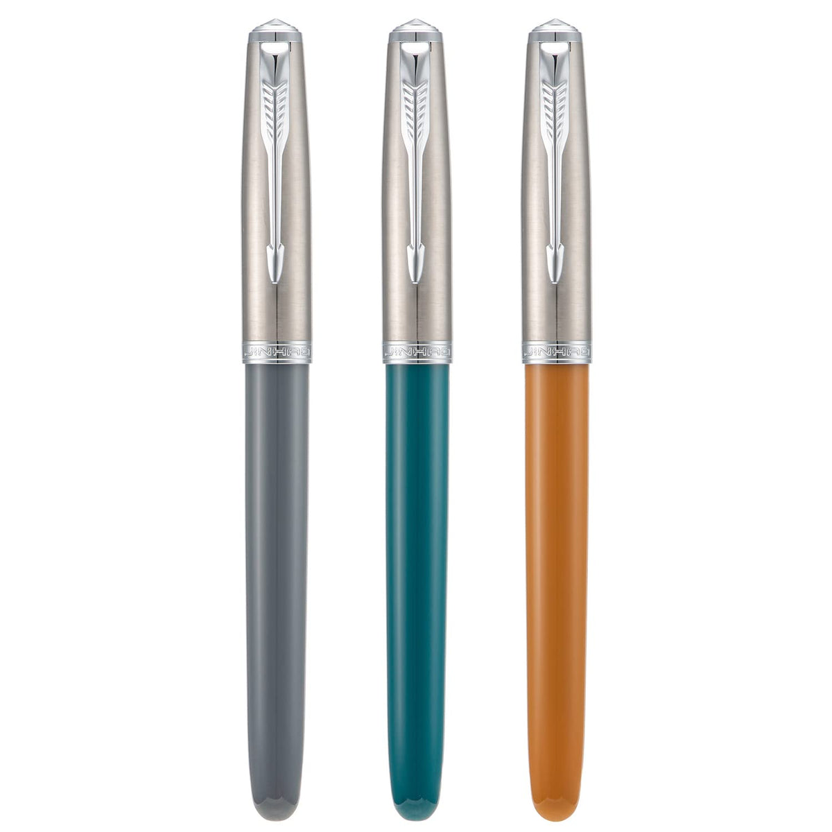 3 Jinhao 86 Fountain Pen Set (Malachite Blue, Khaki and Gray Resin) Extra Fine Nib with Refillable Ink Converter
