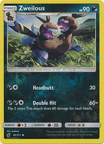 Pokemon - Zweilous - 61/111 - Uncommon - Reverse Holo - Sun & Moon: Crimson Invasion
