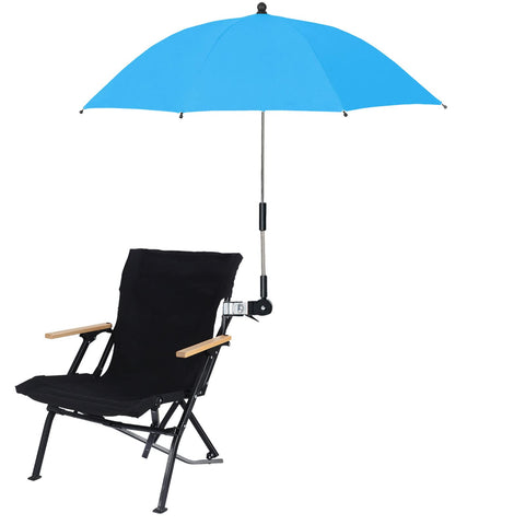KEEMEN Chair Umbrella with Clamp Portable Clip on Umbrella for Beach Chairs Outdoor Patio Stroller Wheelchairs Golf Carts(Blue)