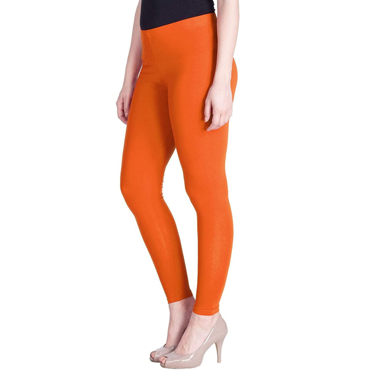 Stylesindia Tailored Cut & Classic Fit Super 4way Stretchable Cotton Elastane Fabric Churidar Leggings for Women (XL, Orange)