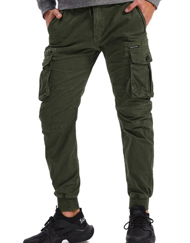ebossy Men's Multi-Pocket Military Combat Ripstop Jogger Cargo Pants with Rib Cuff (40,T-Army Green)