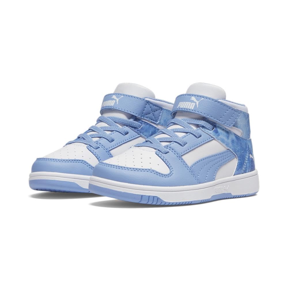 PUMA Rebound Layup Mid Hook and Loop Sneaker, White-Day Dream, 4.5 US Unisex Big Kid