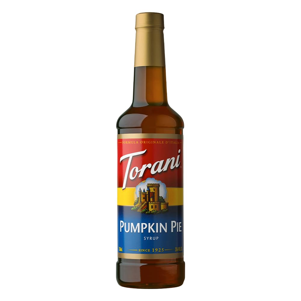 Torani Pumpkin Pie Coffee Syrup 750ml, Cane Sugar Syrup and Cocktail Syrup, Deliciously Flavoured Coffee Syrups for Coffee Drinks or Hot Chocolate, Coffee Gift Set & Coffee Gifts