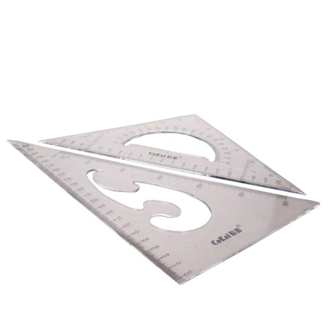 Utoolmart 25cm Large Triangle Ruler Square Set Plastic Triangular Scale Architectural Ruler for Students Homeschoolers Architects Engineers
