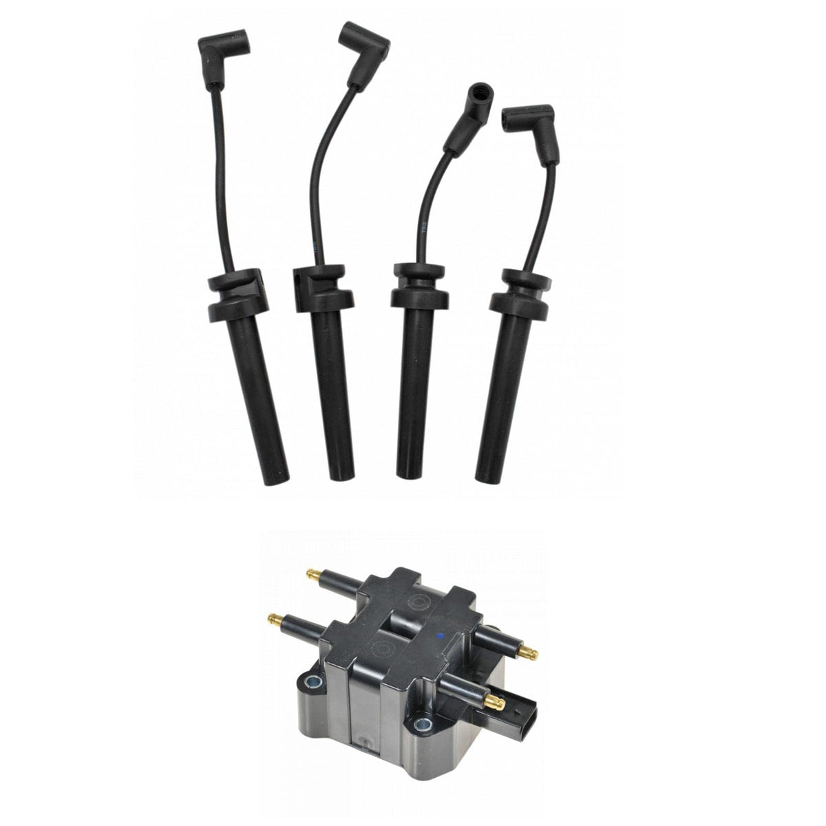 TRQ Ignition Kit Ignition Coil Spark Plugs Wire Set Compatible with 2002-2005 Jeep Liberty 2003-2006 Wrangler