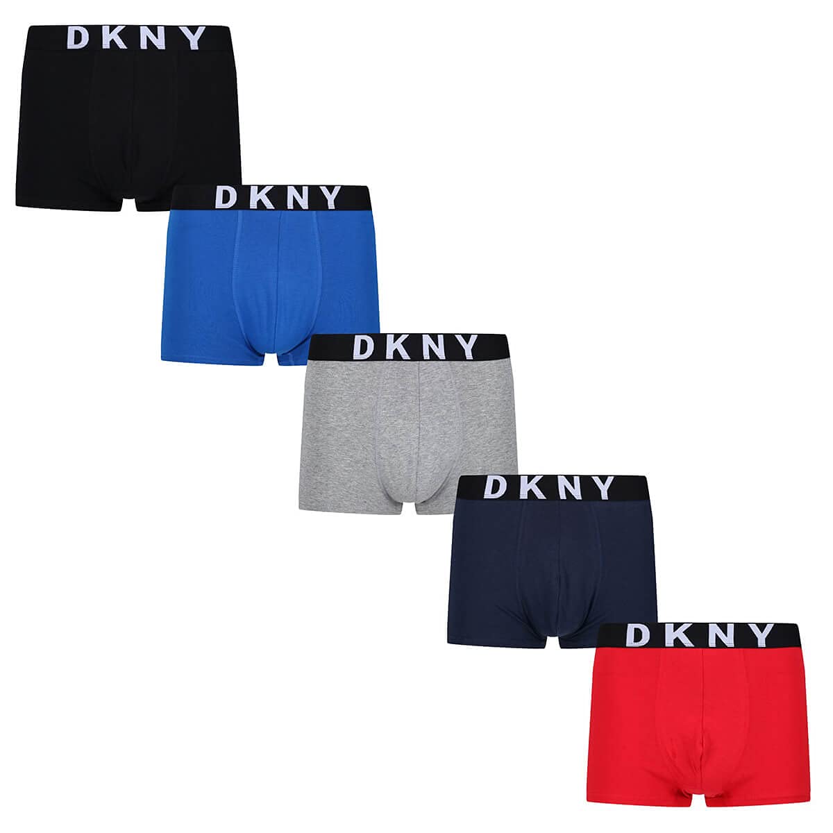 DKNY Men's Walpi Fitted 5 Pack Boxer Briefs - Black/Grey/Red/Blue/Navy - S
