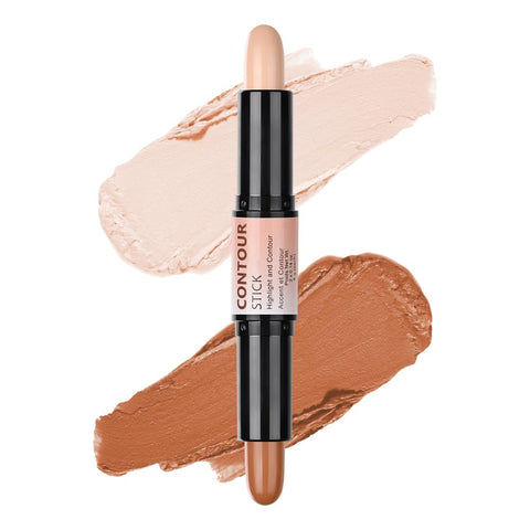 Professional Makeup Highlight & Contour Stick, Dual-ended Contour Stick with Contouring Shade and Highlighter, Creamy Texture Makeup Wonderstick for Defined Cheekbones & Sculpts the Face, Cruelty-Free