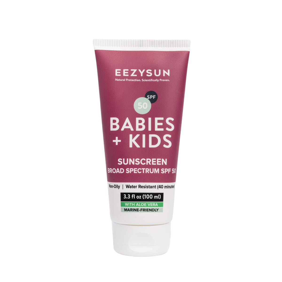 EEZYSUN SPF50 Sunscreen for Babies & Kids - Mineral Sunscreen for Face - Dermatologically Tested for Sensitive Skin - Contains Aloe Vera, Sweat/Water Resistant, Cruelty-Free, Reef Safe Sunscreen (3.3 FL OZ)