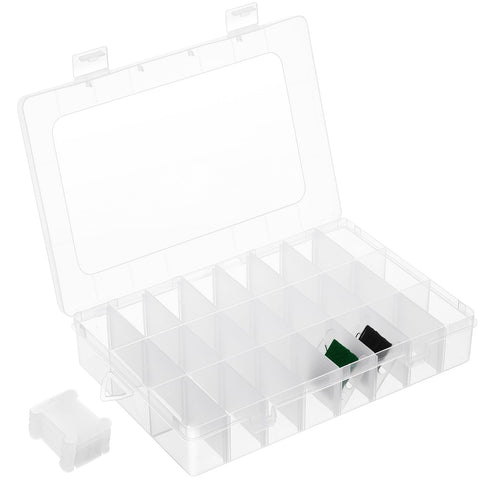 Healifty 24 Grids Embroidery Thread Organiser Box & 50pcs Embroidery Thread Bobbins Plastic Cross Stitch Floss Storage