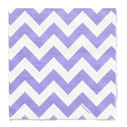 Party Perfect Disposable Chevron Print Luncheon Napkins Tableware, 16 Pieces, Made from Paper, Lavender by Amscan